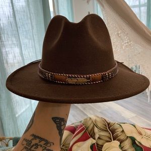 Wide brim embellished hat